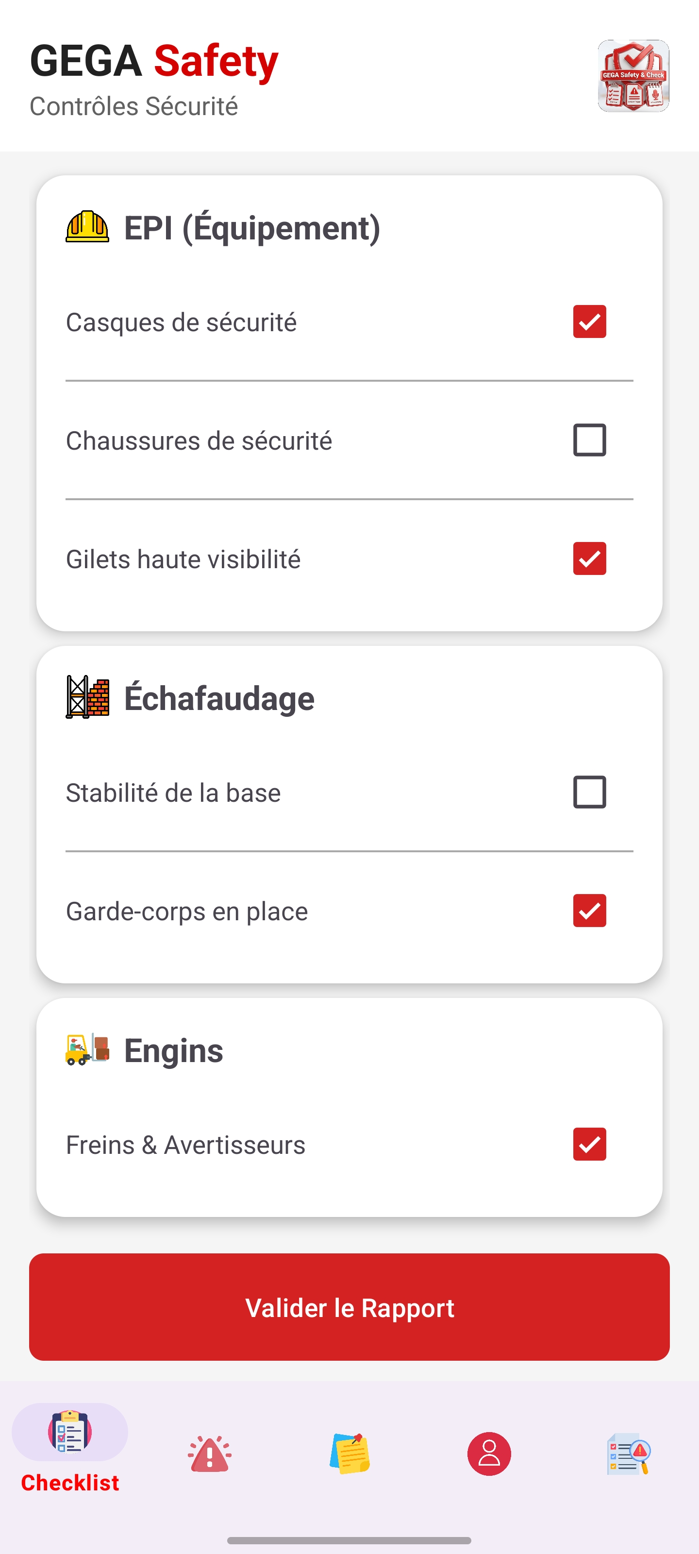 Checklists Sécurité